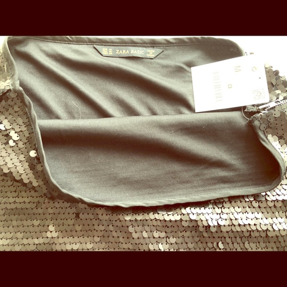 Zara Black Sequined Mini Skirt, Size M, NWT - Picture 7 of 8